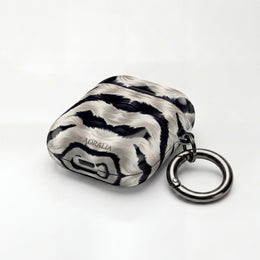 Zebra Fur Pattern AirPod Case — Luxe Black & White Animal Print Protective Cover