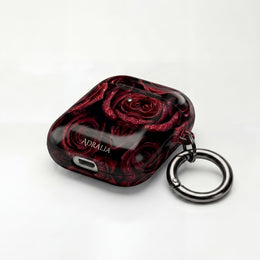 Rose Pattern AirPod Case — Red Floral Protective Cover with 'Adralia' Accent