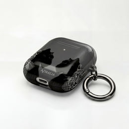 Black Cat Mirror AirPod Case — "Adralia" Protective Wireless Earbud Cover