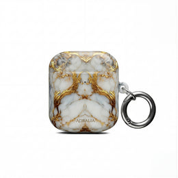 Marble Gold Luxe AirPod Case — Elegant White & Gold Charging Case Cover