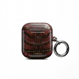 Croc-Embossed Burgundy AirPod Case – Luxe Protective Cover