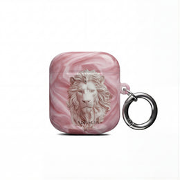 Pink Marble Lion AirPod Case — Elegant Protective Cover
