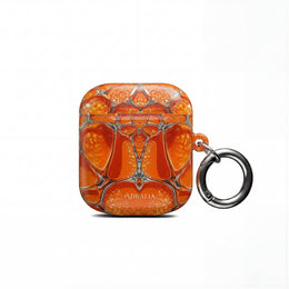 Orange Abstract Pattern AirPod Case — Vibrant Geometric Protective Cover
