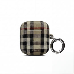 Plaid AirPod Case — Beige Classic Check Protective Cover