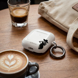 AirPods Case — Elegant Black Hat Silhouette with 'ADRALIA' Text