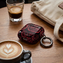 Rose Pattern AirPod Case — Red Floral Protective Cover with 'Adralia' Accent