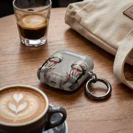 Statue Hands AirPod Case — Moody Grey Sculpture Design with Red Nails