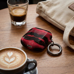 Red Black Marble AirPod Case — Bold Abstract Protective Case