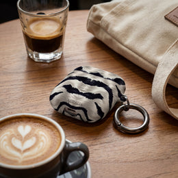 Zebra Fur Pattern AirPod Case — Luxe Black & White Animal Print Protective Cover