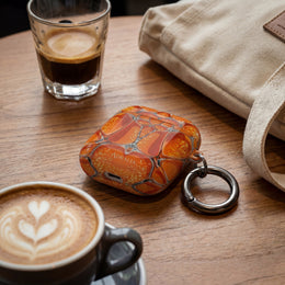 Orange Abstract Pattern AirPod Case — Vibrant Geometric Protective Cover