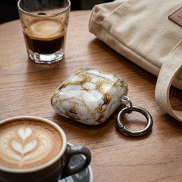 Marble Gold Luxe AirPod Case — Elegant White & Gold Charging Case Cover