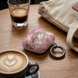 Pink Marble Lion AirPod Case — Elegant Protective Cover