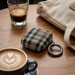 Plaid AirPod Case — Beige Classic Check Protective Cover
