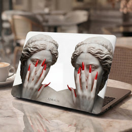 MacBook Case — Classical Statue with Red Stiletto Nails | Chic Art Laptop Sleeve