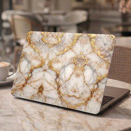 Gold Veined White Marble MacBook Case