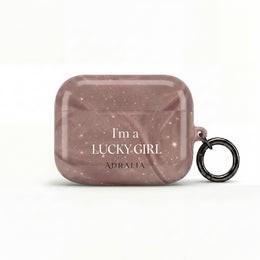 AirPod Case — "I'm a Lucky Girl" Marble Protective Case