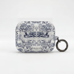 Vintage Toile AirPod Case — Classic Grey Pattern Protective Cover