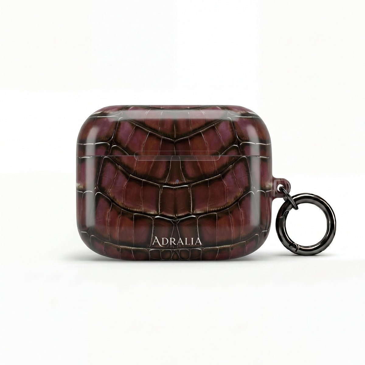Croc-Embossed Burgundy AirPod Case – Luxe Protective Cover