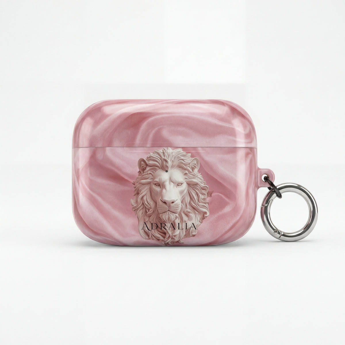 Pink Marble Lion AirPod Case — Elegant Protective Cover