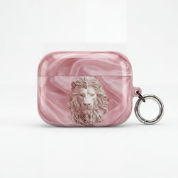 Pink Marble Lion AirPod Case — Elegant Protective Cover