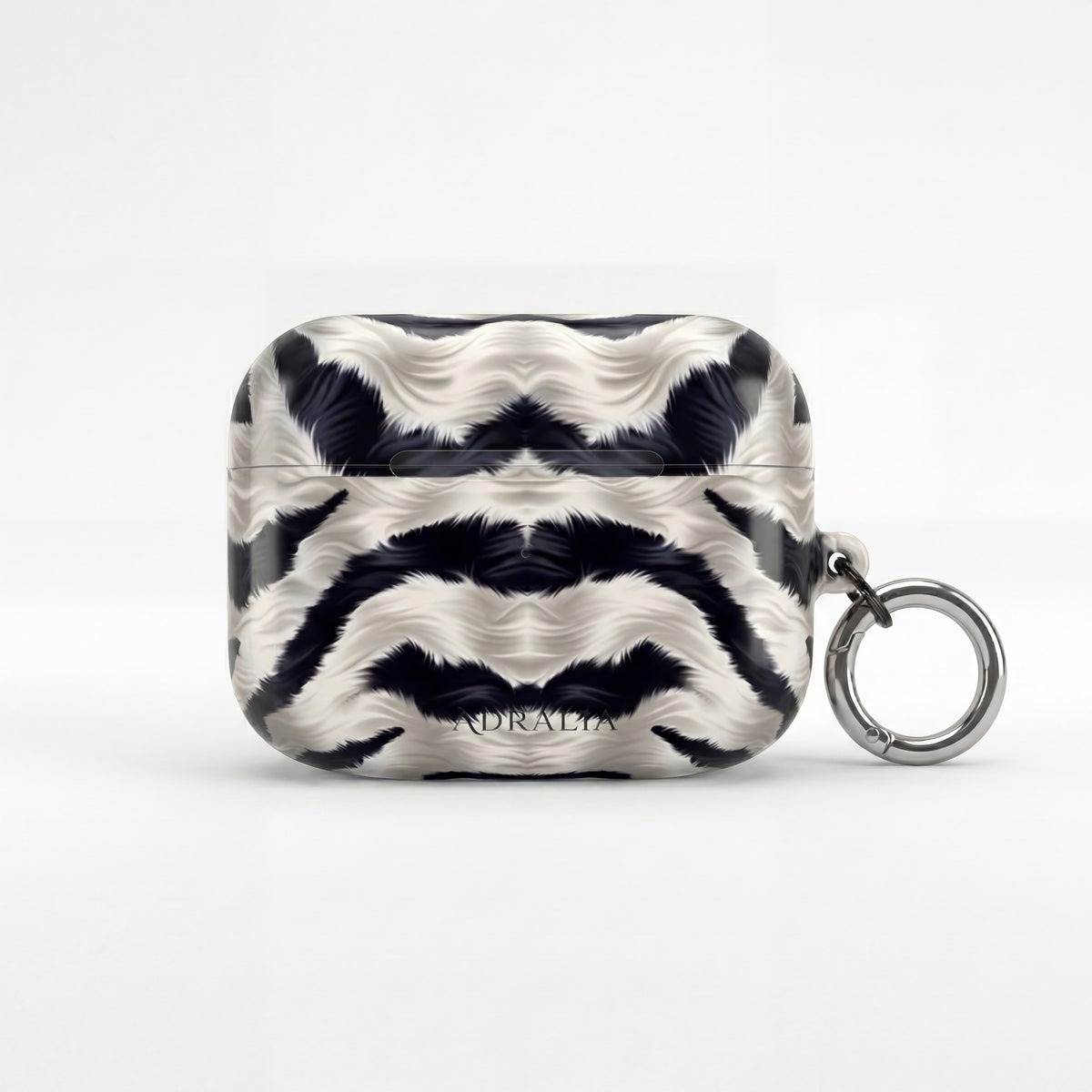 Zebra Fur Pattern AirPod Case — Luxe Black & White Animal Print Protective Cover