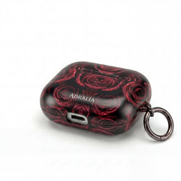Rose Pattern AirPod Case — Red Floral Protective Cover with 'Adralia' Accent