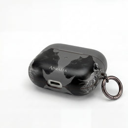 Black Cat Mirror AirPod Case — "Adralia" Protective Wireless Earbud Cover