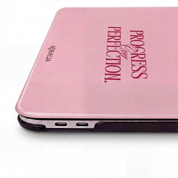 MacBook Case — "Progress Over Perfection" Pink Motivational Laptop Sleeve