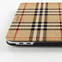 Tartan Plaid MacBook Case — Classic Beige Check Laptop Sleeve
