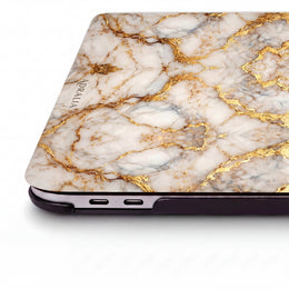 Gold Veined White Marble MacBook Case