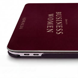 Business Women MacBook Case — Elegant Burgundy Laptop Sleeve with 'Business Women' Text