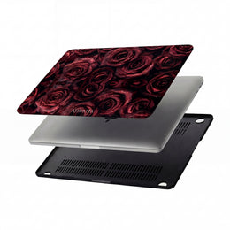 Red Velvet Roses MacBook Case — Sparkling Dark Red Floral Protective Cover