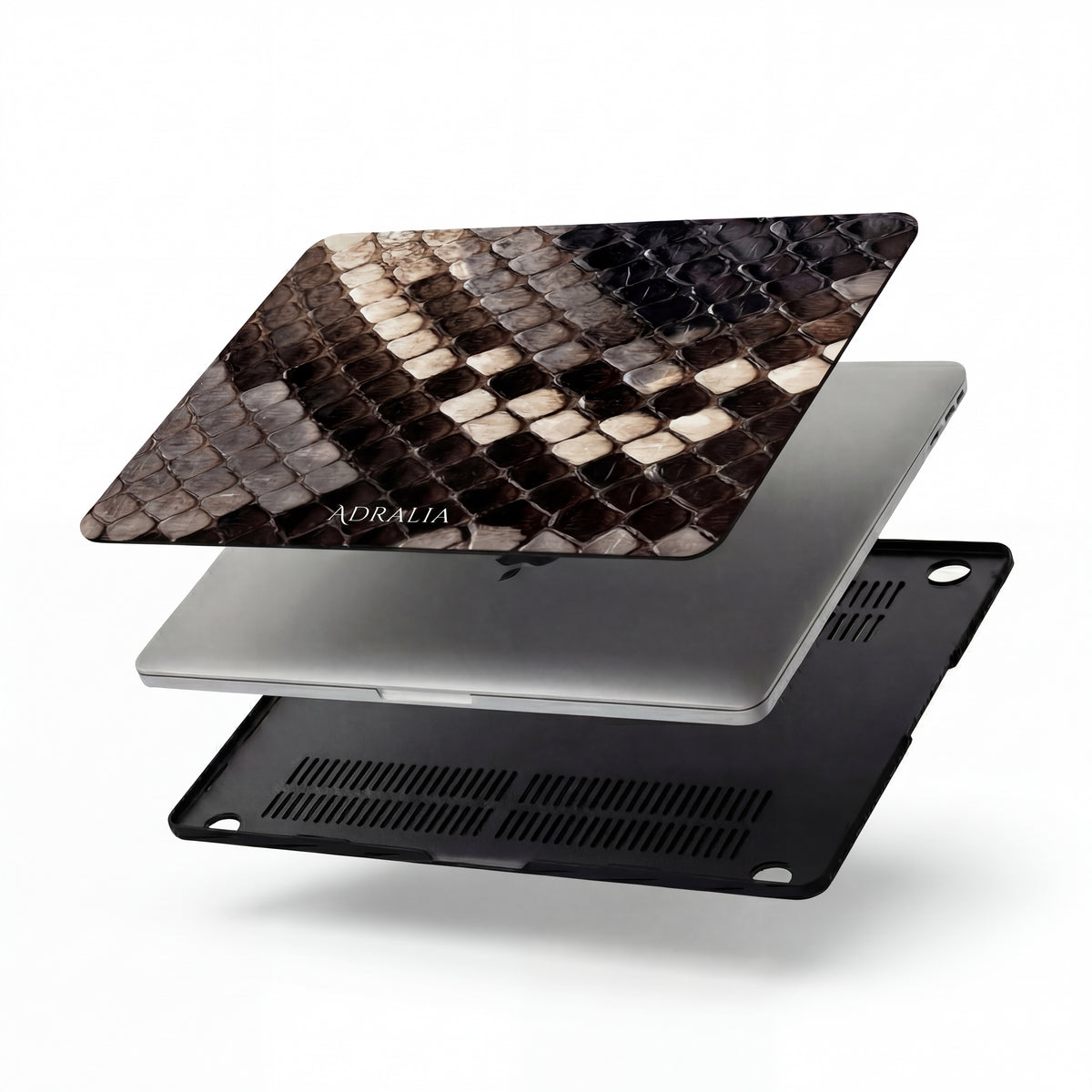Snake Skin Pattern MacBook Case — Brown & Black Faux Reptile Protective Sleeve