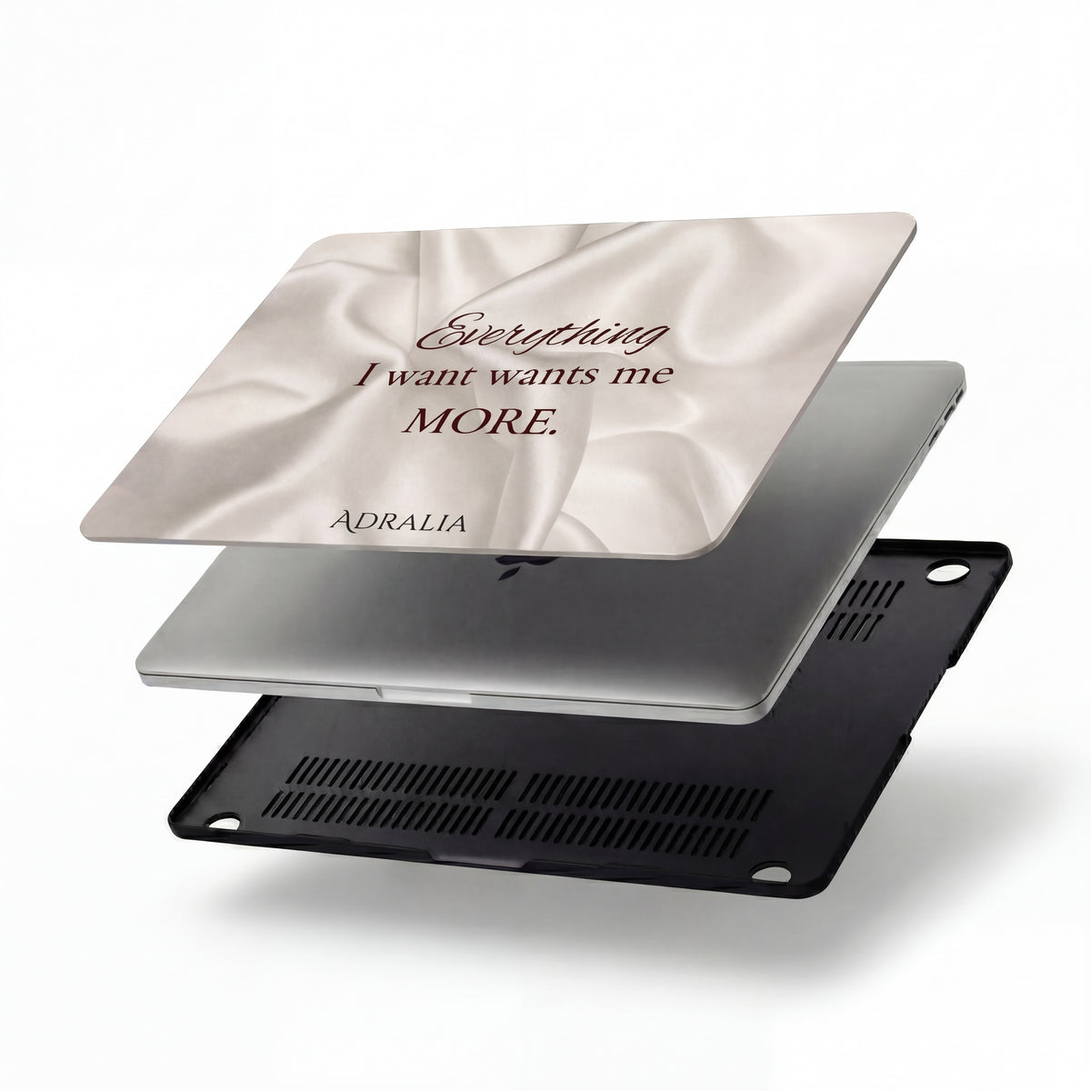 MacBook Case — "Everything I Want Wants Me More" Satin Cream Protective Sleeve