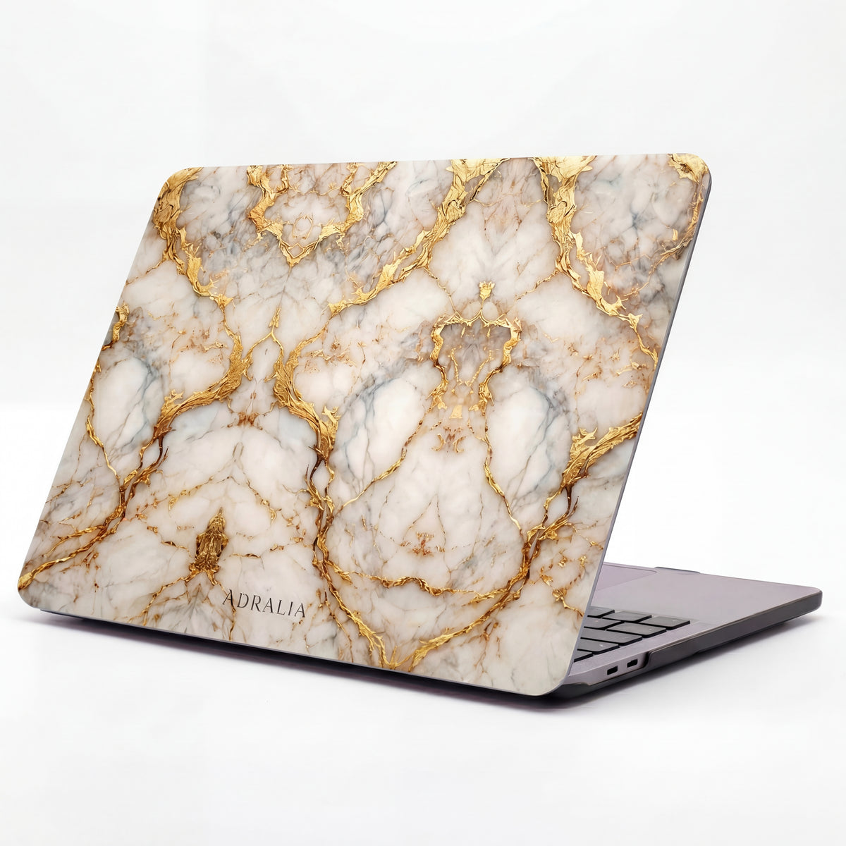 Gold Veined White Marble MacBook Case