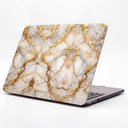 Gold Veined White Marble MacBook Case