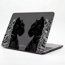 MacBook Case — Black Panther & Leopard Mirror Design, Protective Hard Shell