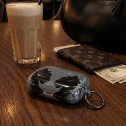 Black Cat Mirror AirPod Case — "Adralia" Protective Wireless Earbud Cover