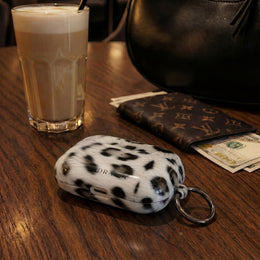 Leopard Print AirPod Case — Faux Fur Black & White Protective Cover