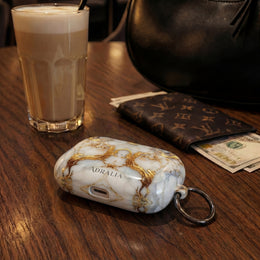 Marble Gold Luxe AirPod Case — Elegant White & Gold Charging Case Cover