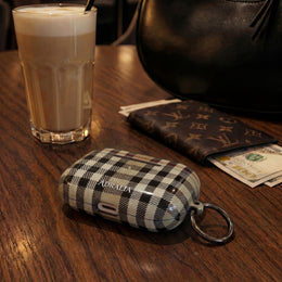 Plaid AirPod Case — Beige Classic Check Protective Cover