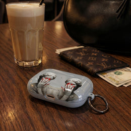 Statue Hands AirPod Case — Moody Grey Sculpture Design with Red Nails