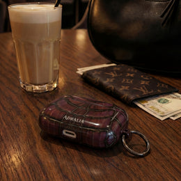 Croc-Embossed Burgundy AirPod Case – Luxe Protective Cover