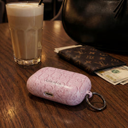 Pink Embossed Designer-Style AirPod Case
