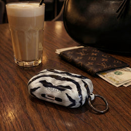 Zebra Fur Pattern AirPod Case — Luxe Black & White Animal Print Protective Cover