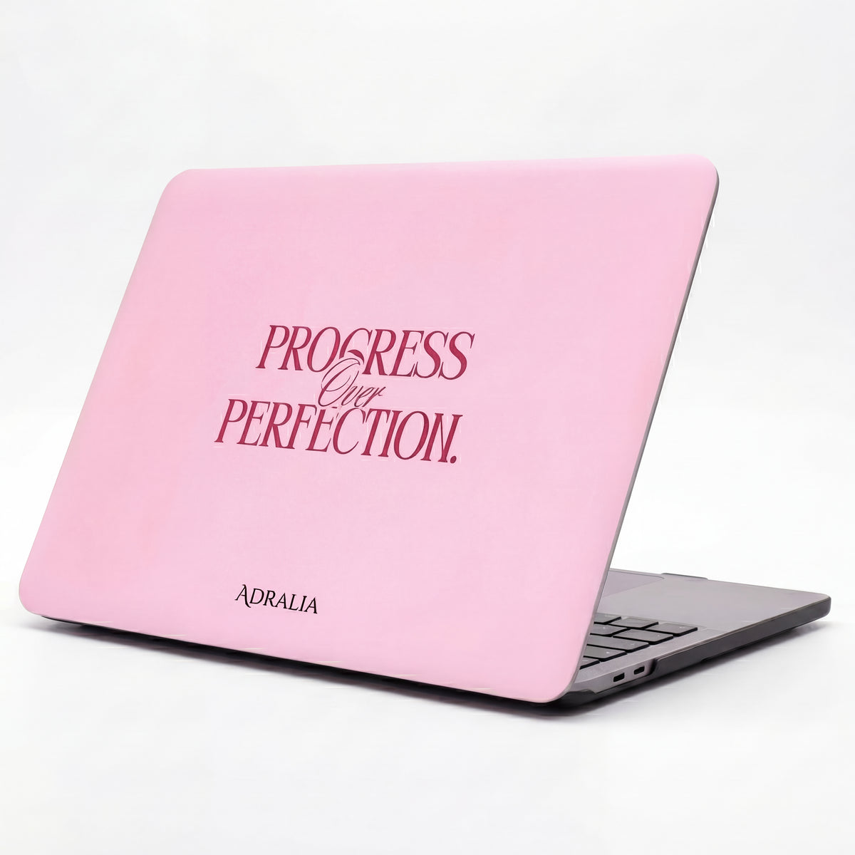 MacBook Case — "Progress Over Perfection" Pink Motivational Laptop Sleeve