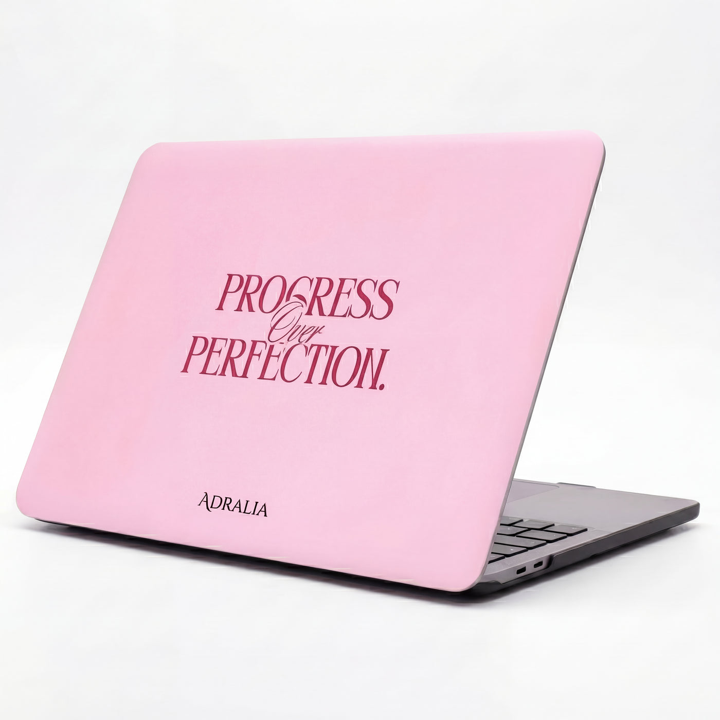 MacBook Case — "Progress Over Perfection" Pink Motivational Laptop Sleeve