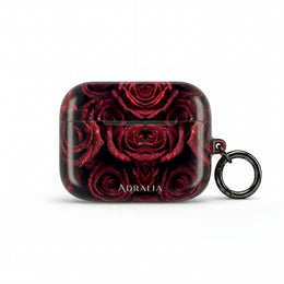 Rose Pattern AirPod Case — Red Floral Protective Cover with 'Adralia' Accent